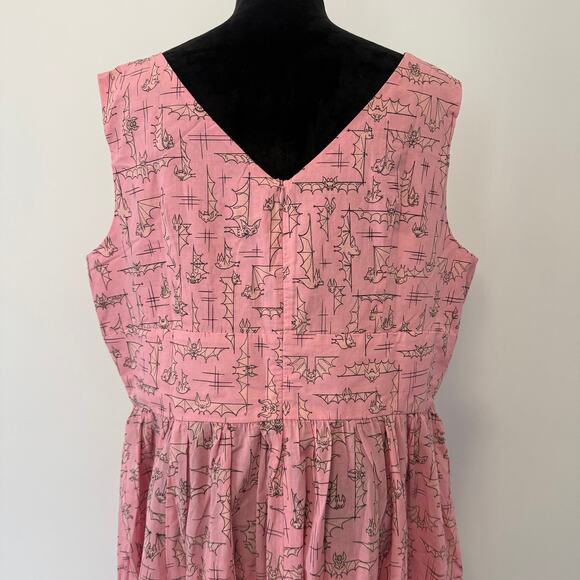 NWT Dapper Day Blushing Bats Pink Cotton Dolce Sleeveless A Line Dress Size XXL - Picture 6 of 14